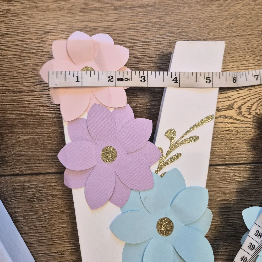 Custom AVA Decorative White Letters with Floral Accents and Unicorn Design